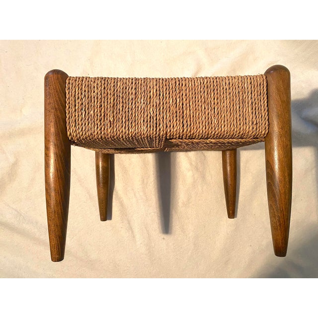 Mid-Century Modern Danish Cord Foot Stool For Sale - Image 10 of 14