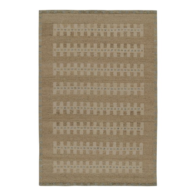 Rug & Kilim’s Scandinavian Style Kilim Rug in Beige with Geometric Patterns - 12x15 For Sale