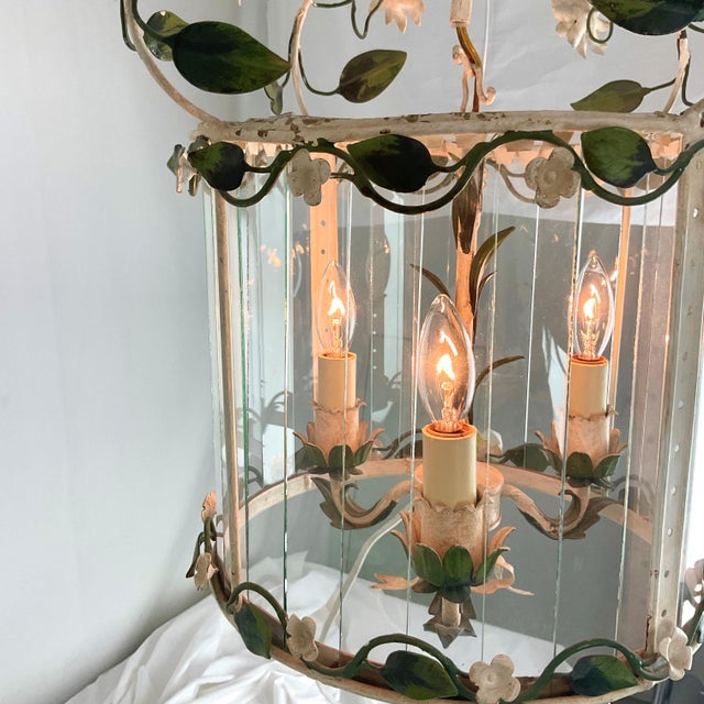 1950s 1950s Hand Painted Italian Floral Lantern For Sale - Image 5 of 9