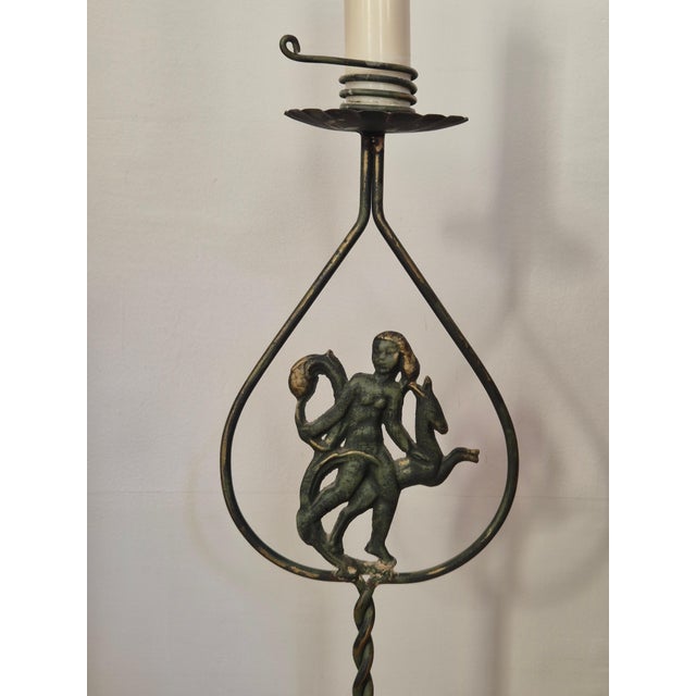 Swedish Grace Floor Candelabra in Wrought Iron with Goddess Diana, 1920s For Sale - Image 3 of 8