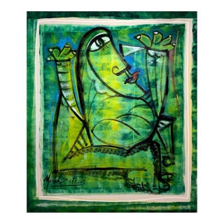 Mulher Verde, Menelaw Sete Oil on Canvas, Signed L.l. For Sale