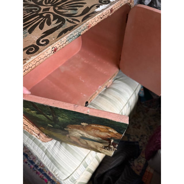 Vintage Handmade, Hand Painted Wooden Cabinet With a Painted Depiction of “Sweethearts.” For Sale In Charleston - Image 6 of 11