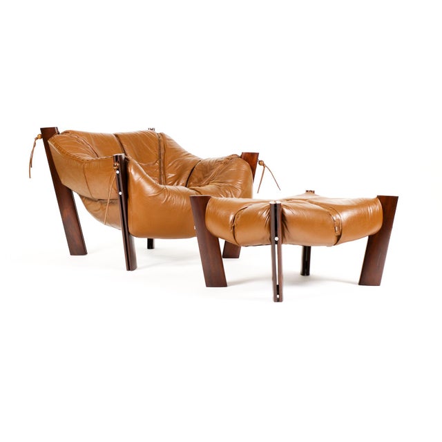 Mid-Century Modern Mid Century Brazilian Modernist Lounge Chair + Ottoman — Percival Lafer — Model Mp-211 — Brown Leather + Rosewood For Sale - Image 3 of 17