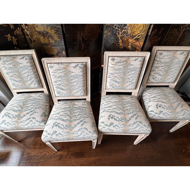 1930s Jean-Michel FrankLouis XVI Style, 4 Dining Side Chairs, Parchment, France For Sale - Image 5 of 17