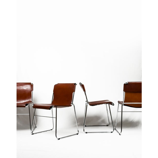 Vintage Italian Chrome and Leather Chairs, 1970s, Set of 4 For Sale - Image 10 of 10