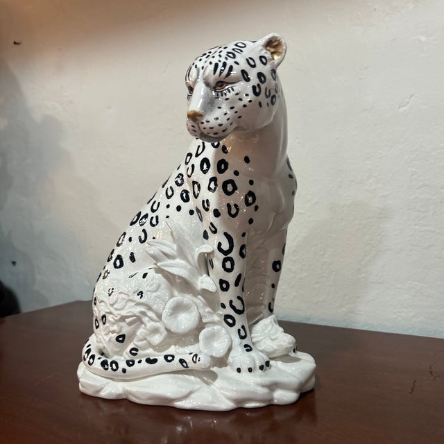 African Fitz and Floyd Villa Palm Porcelain Cheetah For Sale - Image 3 of 9