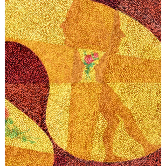 Abstract Figures in Motion With Roses - Pointillist Figurative Abstract by Ben Black For Sale - Image 3 of 4