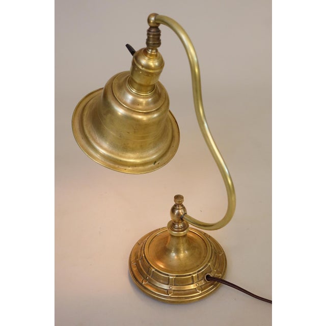 Brass 1920s Miller Lamp Arts & Crafts Craftsman Solid Brass Bell Shade Industrial Table Lamp For Sale - Image 8 of 12