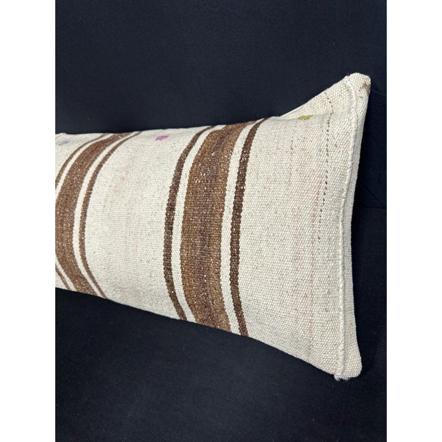 Turkish Hemp Pillow Cushion Natural Beige Brown Cushion Cover 14x45 For Sale - Image 4 of 4