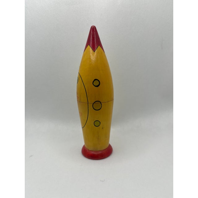 Mid-Century Modern 1960's Space Rocket With Astronaut Wooden Nesting Doll For Sale - Image 3 of 8