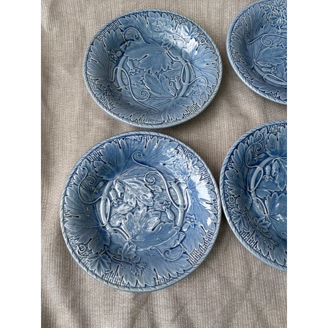 Bordallo Pinheiro Vintage Blue Bordallo Pinheiro Plates Set of 6 For Sale - Image 4 of 11