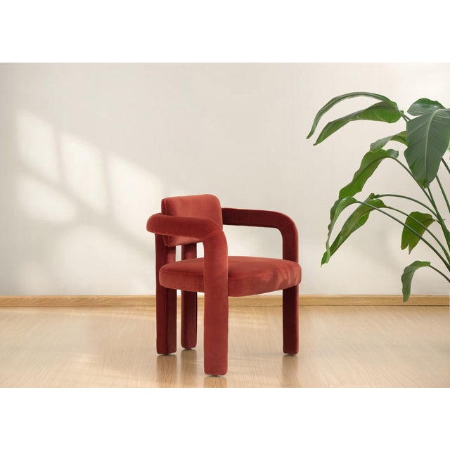 Double Arch Dining Chair in Beige Cotton Velvet from Insidherland For Sale - Image 6 of 12