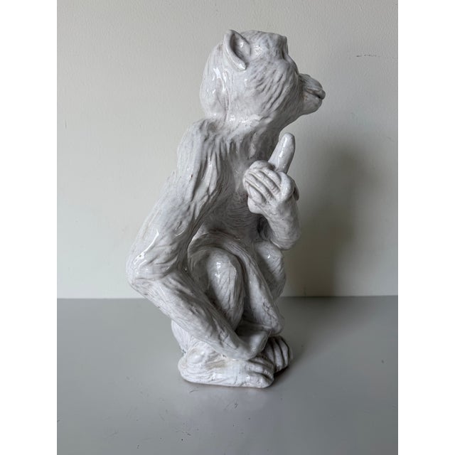 1960s Vintage Italian Palm Beach Style Glazed Terracotta Monkey Sculpture For Sale In Miami - Image 6 of 12