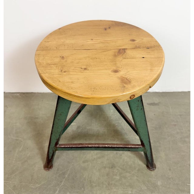 1960s Industrial Green Workshop Stool, 1960s For Sale - Image 5 of 18