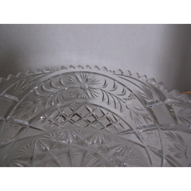 Transparent Large Mid 20th Century Cut Glass Serving Bowl For Sale - Image 8 of 8
