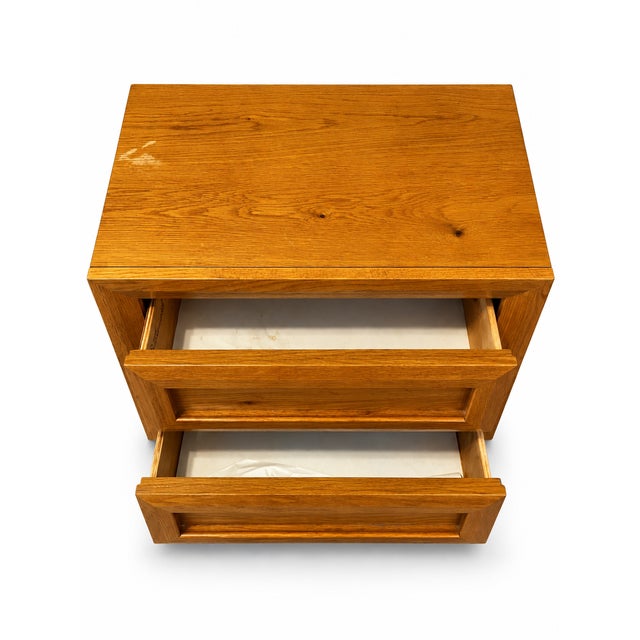 Wood 1980s Thomasville Oak Two-Drawer Nightstand or End Table For Sale - Image 7 of 9