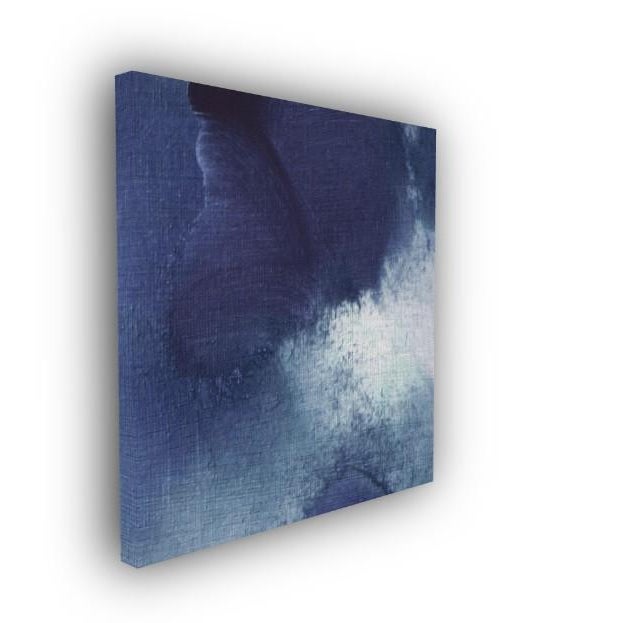 Original abstract art print. INDIGOGO is printed on canvas. Deep blues and white in a modern expressive style. Size is 12"...