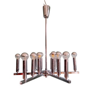 Space Age Chandelier in Chromed Metal, 1970s For Sale