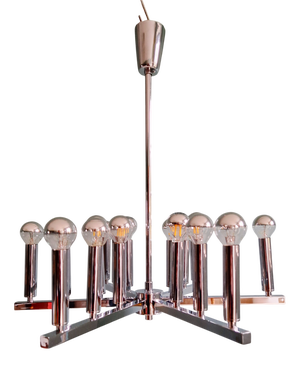 Space Age Chandelier in Chromed Metal, 1970s