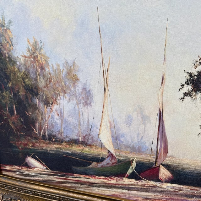 Wood Malarz Peace River Sunset Reproduction Print in Ornate Gilt Frame For Sale - Image 7 of 12