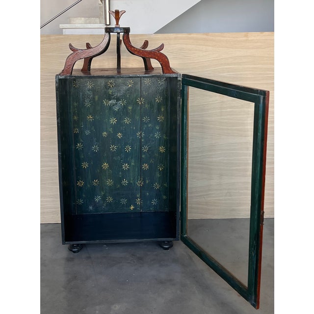 Wood Fine 19th Century Italian Tabletop Walnut Vitrine With Glass Door For Sale - Image 7 of 12