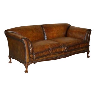 Victorian Claw & Ball Foot Brown Leather Chesterfield Sofa from Howard & Sons For Sale