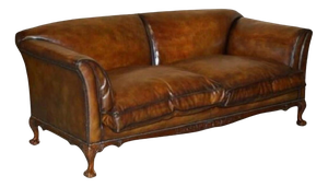Victorian Claw & Ball Foot Brown Leather Chesterfield Sofa from Howard & Sons