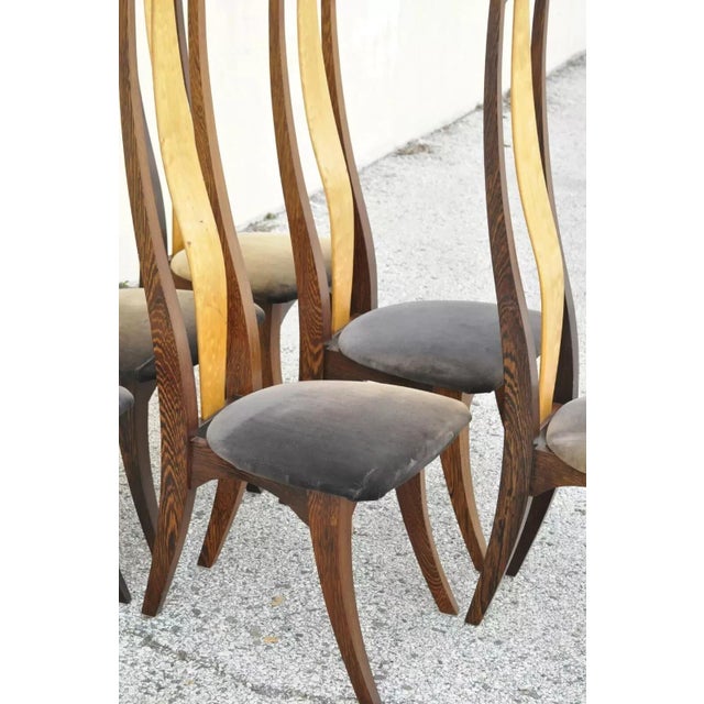 Jeffrey Greene Mid Century Arts & Crafts Birdseye Maple Inlay Dining Set - 7 PCS For Sale - Image 11 of 12