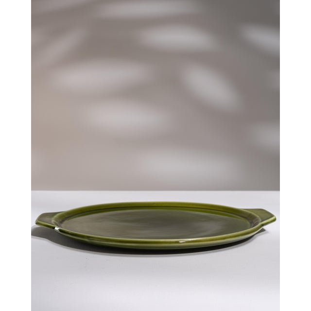 Ceramic 1970s France Forest Green Ceramic Platter For Sale - Image 7 of 15