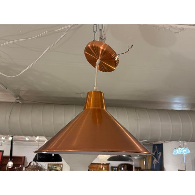 Contemporary Copper Pendant With Copper Canopy For Sale - Image 3 of 12