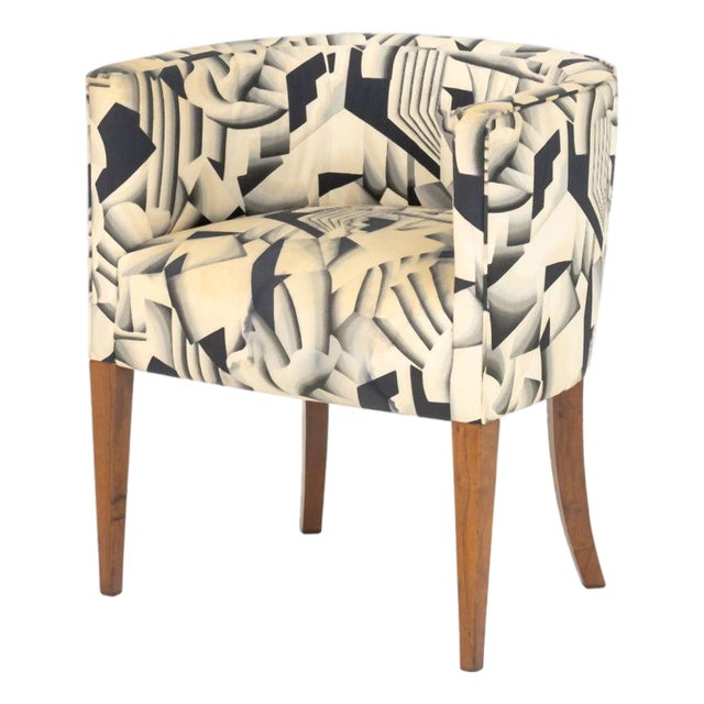 Modern Silk Upholstered Club Chair For Sale