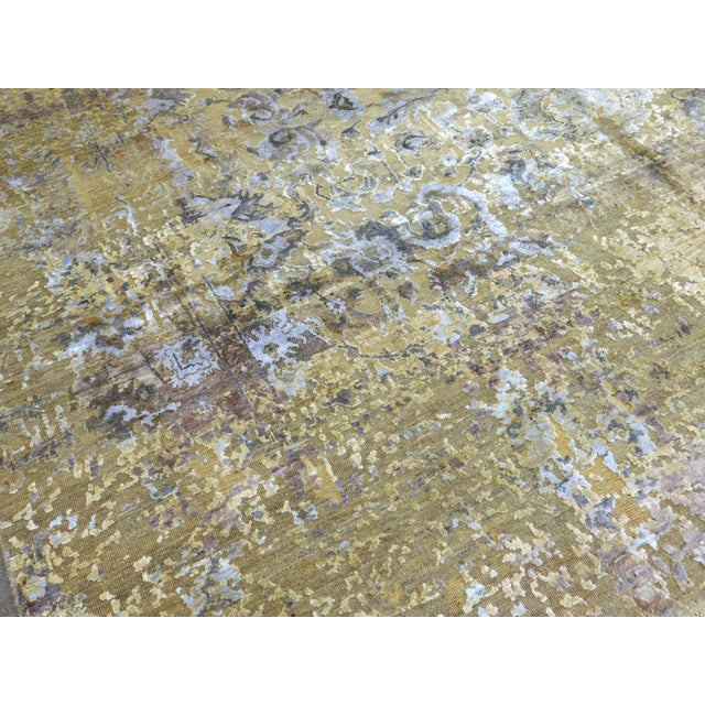 Rare and One-of-a-Kind Hand Knotted Rug With High and Low Texture in Wool and Real Silk. 9'x 12'1" For Sale - Image 10 of 18