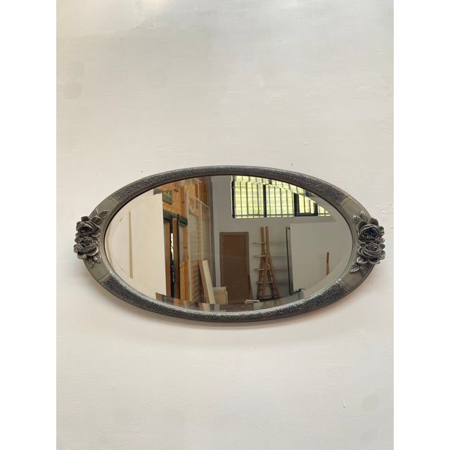 Art Deco Pewter Wall Mirror, 1920 For Sale - Image 11 of 11
