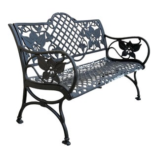 Mid 20th Century Contemporary Art Nouveau Style Cast Aluminum Garden Patio Garden Bench Loveseat For Sale