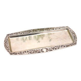 Silver Tray with Reliefs and Cutouts For Sale