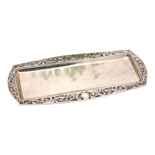 Silver Tray with Reliefs and Cutouts For Sale