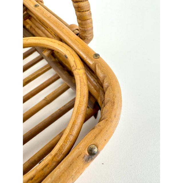 1960s Mid-Century Modern Rattan Drink Caddy With Wine Bottle Rack For Sale - Image 12 of 12