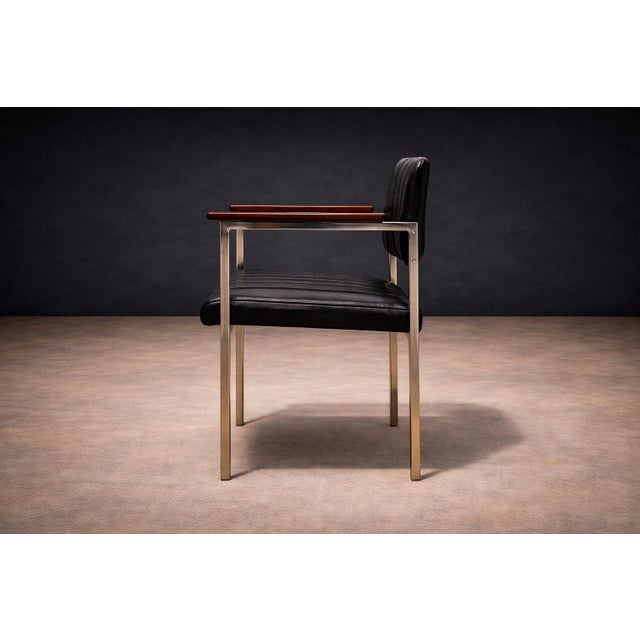 Wood Armchair in Steel, Leather & Rosewood Unknown, 1960s For Sale - Image 7 of 11