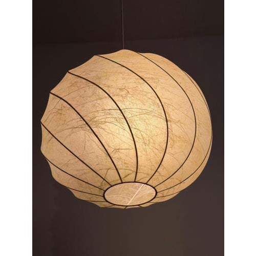 Mid-Century German Swirl Cocoon Pendant Lamp attributed to Friedel Wauer for Goldkant, 1960s For Sale - Image 3 of 9