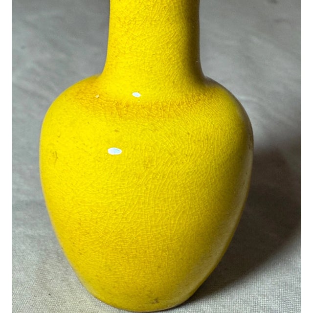19th Century Antique Miniature 19th Century Chinese Yellow Glaze Miniature Mini Pottery Vase For Sale - Image 5 of 9