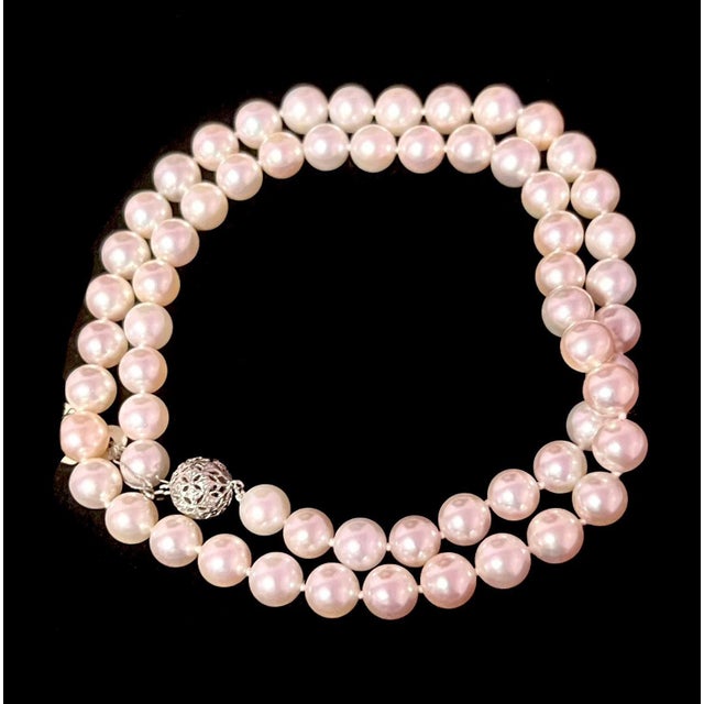 Fine Quality Japanese Akoya Pearl Necklace with Diamond Clasp 21.5" 18k White Gold 8.5 mm Certified $4,950 311036 This is...