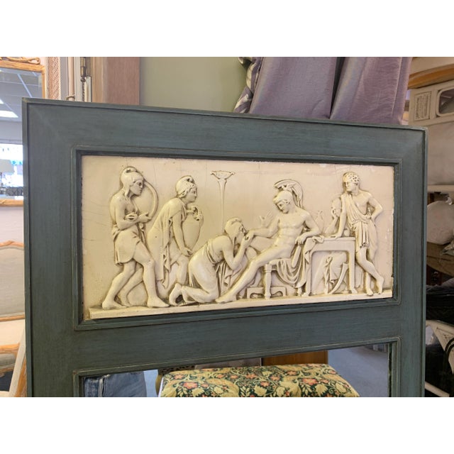Figurative 1960s Neoclassical Faux Ivory Figural Frieze Wall Mirror For Sale - Image 3 of 8