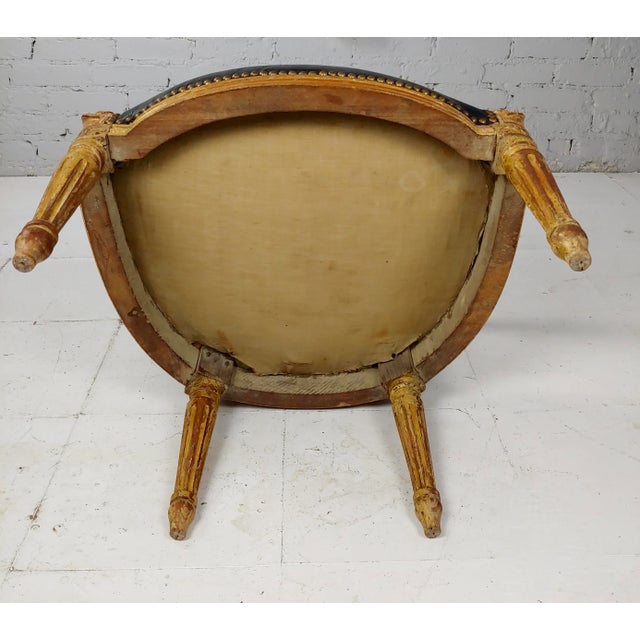 18th Century Original French Chairs Black Leather Upholstered - a Pair For Sale - Image 9 of 10