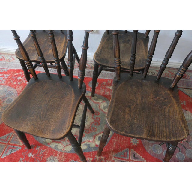Antique 19th Century Oak Farmhouse Dining Chairs, Set of 4 For Sale - Image 4 of 14