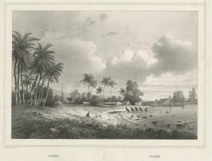 After van de Velde, Illustration of Anjer or Anyer, Coastal Town in Banten, West Java, Indonesia, 1844, Print
