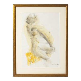 1959 Signed Mixed Media Nude Drawing by Artist Gene Szafran For Sale