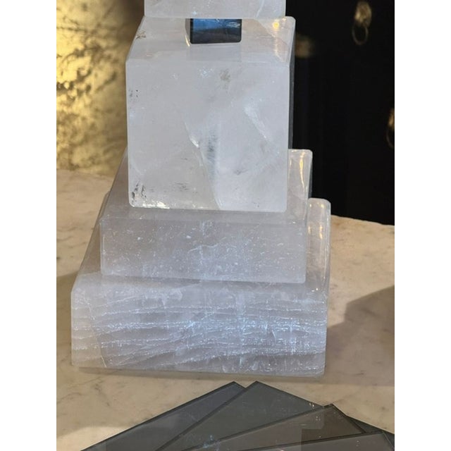 Pair of Large Scale Rock Crystal Block Lamps For Sale - Image 4 of 7