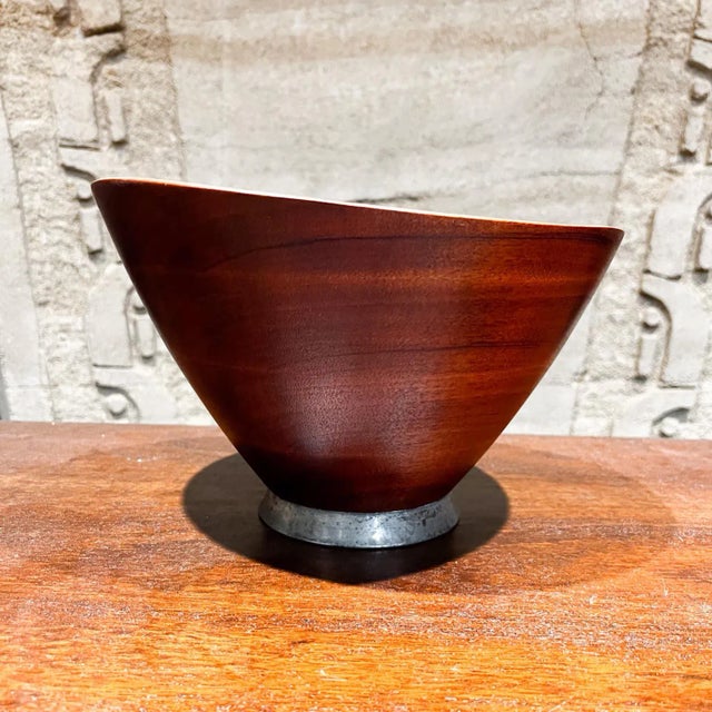 1970s Web Silver Mahogany Wood Bowl Philadelphia For Sale - Image 10 of 10