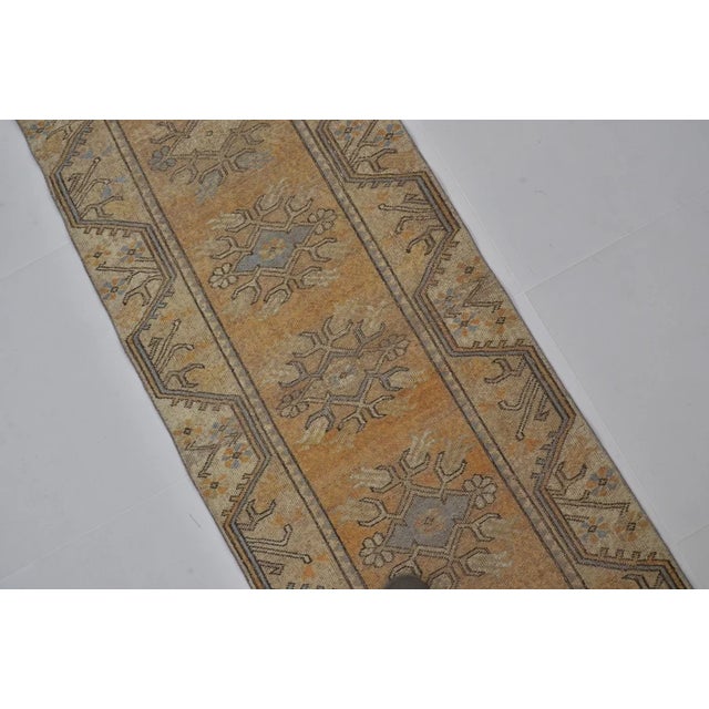 Textile Long Vintage Turkish Runner, Mustard Yellow and Ochre Anatolian Rug For Sale - Image 7 of 10
