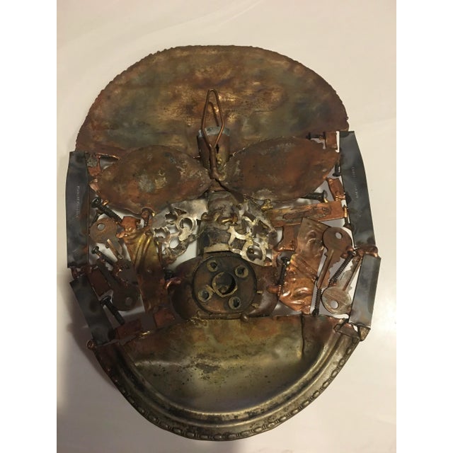 Copper Vintage Brutalist Mixed Metals Mask For Sale - Image 8 of 10